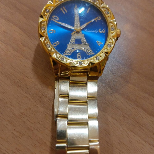 Wristwatch with gold bracelet new, diameter 38mm