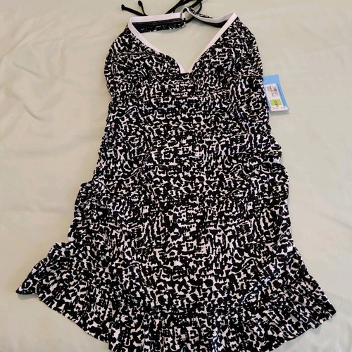 Women's one-piece swimsuit with skirt M&S new, size UK12, black and white