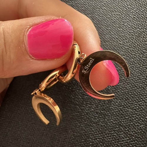 Stainless steel gold crescent moon earrings
