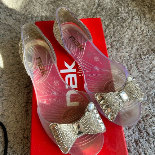 Nak jelly shoes used, size 36, silver