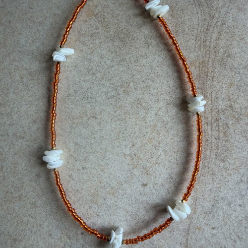 Set of 3 summer necklaces, colorful orange
