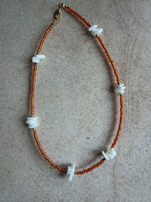 Set of 3 summer necklaces, colorful orange