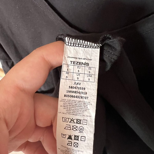 Tezenis Black T-Shirt Small 100% Cotton Like New