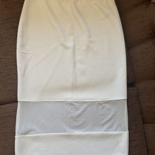 White midi skirt with mesh detail, size L, like new