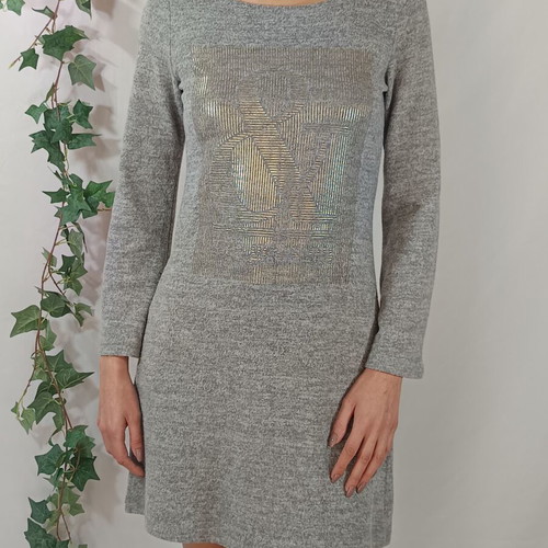 Marlen grey dress with metallic pattern like new