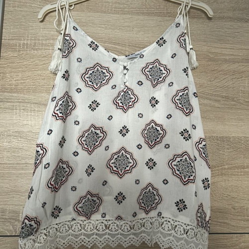 Top with lace and cords Only size 36 like new, white