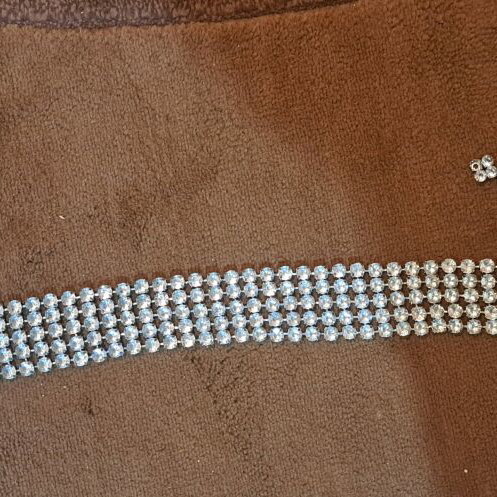 Belt with rhinestones metallic silver 70 cm + chain like new