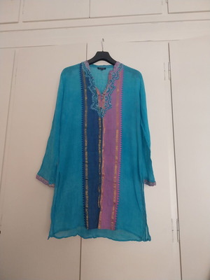 Indian cotton kaftan XL turquoise like new