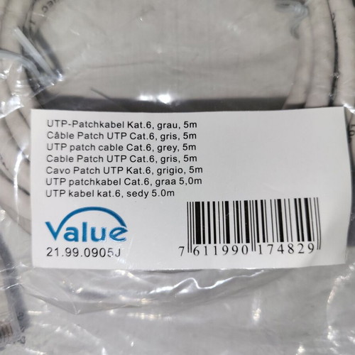 Network cable grey 5m new