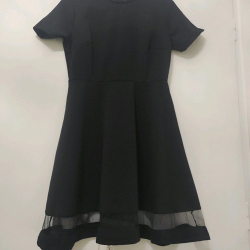 Black flared dress with transparency size Medium, never worn