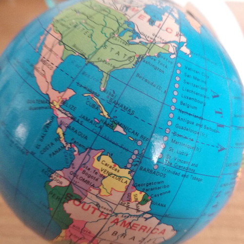 Globes used, set of 5 pieces for children's desk