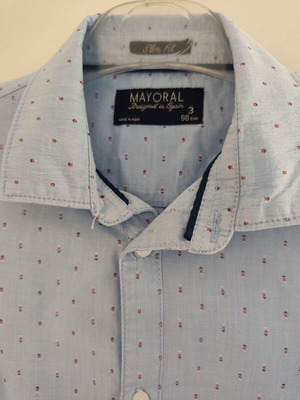 Mayoral shirt for 3-year-old boy like new, blue with red details