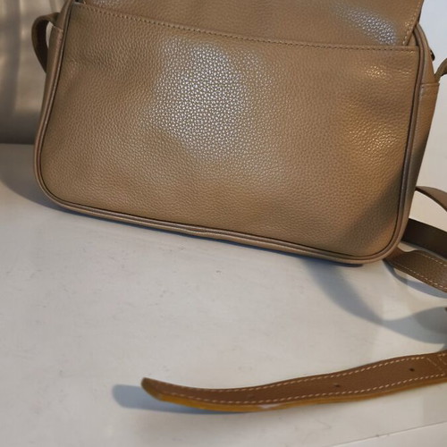 Longchamp crossbody bag used, dark beige pecan leather