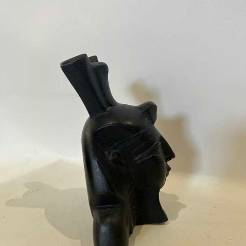 Vintage Pharaoh decorative tabletop bust used, black 13x10x5 cm