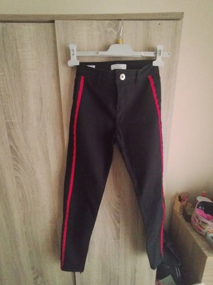 Bershka black jean pants with red stripe size XS like new