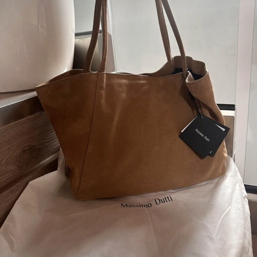 Massimo Dutti shoulder bag new, brown suede leather