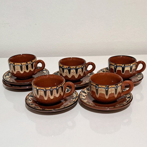 Coffee set ceramic cups and saucers 11 pcs new