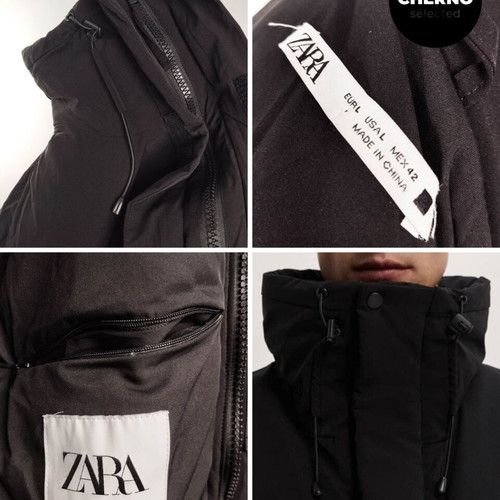 Zara Water Repellent 4-Way Stretch Puffer Jacket like new, size L•XL, black