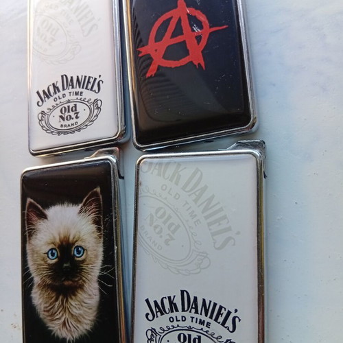 Zenit Slim and Jack Daniel's lighters used, set of 4, 8x4.7 cm