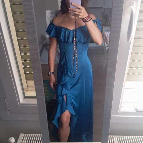 Shein satin evening dress, blue, size M