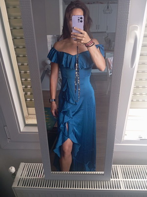 Shein satin evening dress, blue, size M