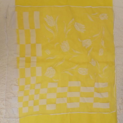 Vintage nylon sheer scarf white with floral designs, like new