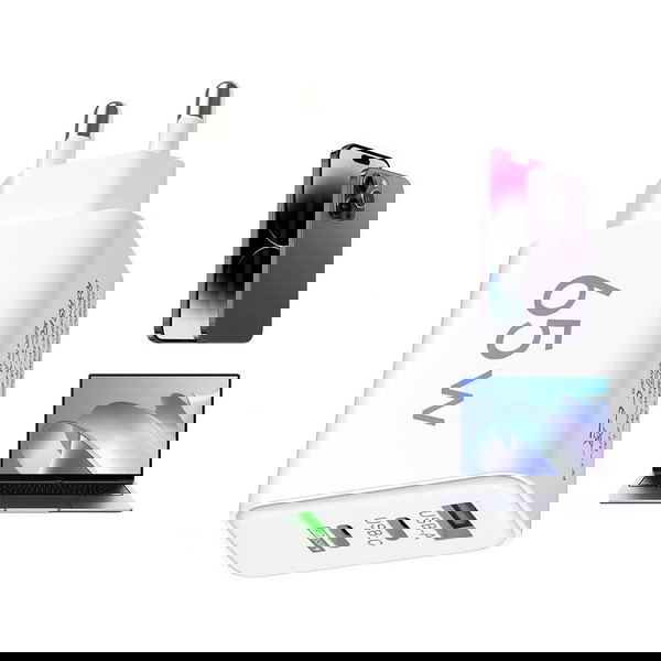 65W GaN Γρήγορος Φορτιστής – USB-C/USB-A με 3 Πρωτόκολλα (Καινούριο)