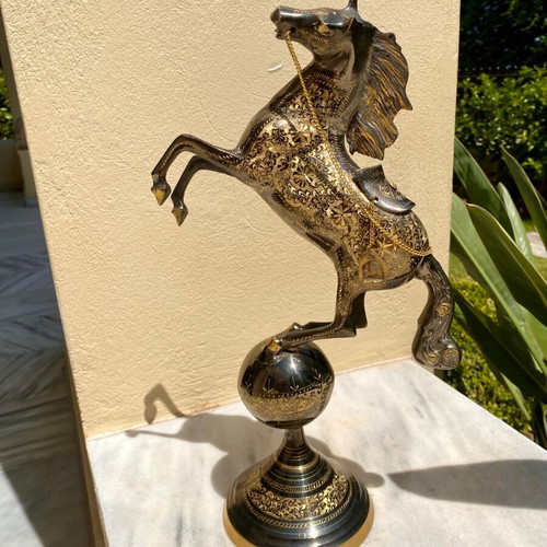 Vintage Handcrafted Brass Horse Sculpture Like New