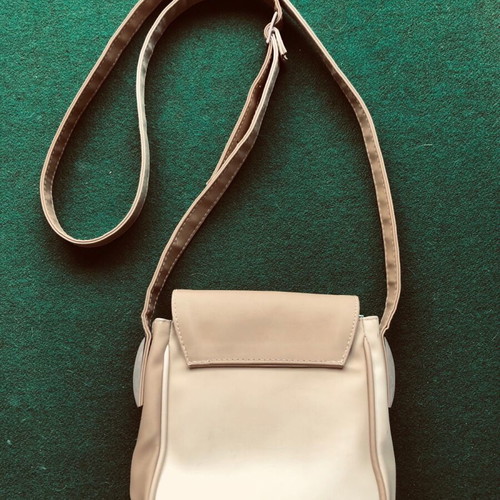 Shoulder bag used, beige with adjustable strap