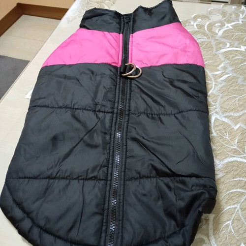Dog waterproof jacket like new, black with pink