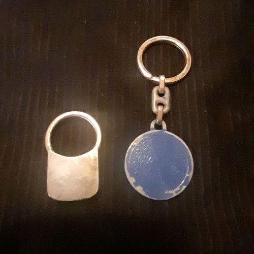 Nea Dimokratia keychains used, 1980s political memorabilia