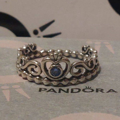 Pandora ring new with blue zircon and heart design