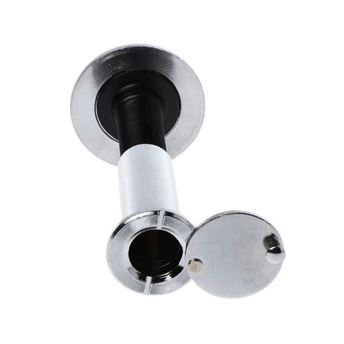 Door peephole with cover silver