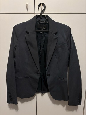 Set jacket, skirt and pants blue with thin stripe Mango like new size 38