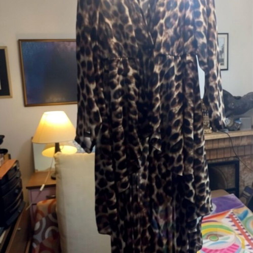 Leopard Print Maxi Dress like new, flowy with long sleeves