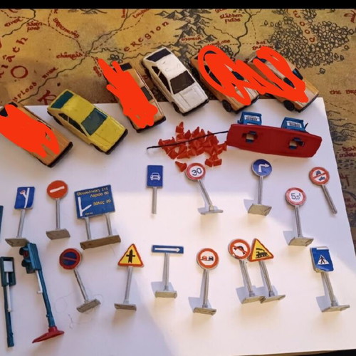 Joy toy Greek toy cars and signs used