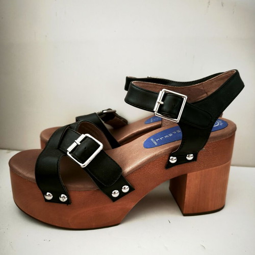 Jeffrey Campbell boho wooden sandals size 41 like new, black