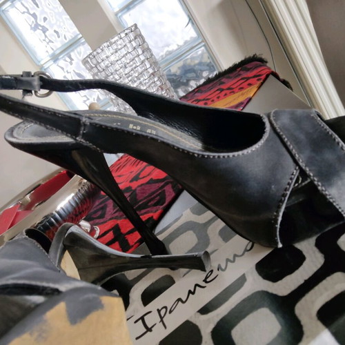 Italian high heel sandals used, gray, size 37
