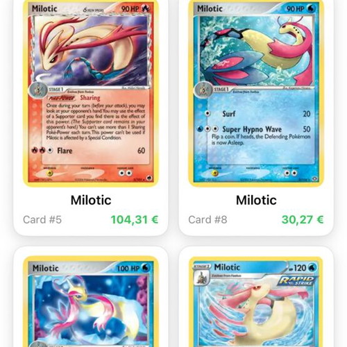 Pokemon collectible card used, rare