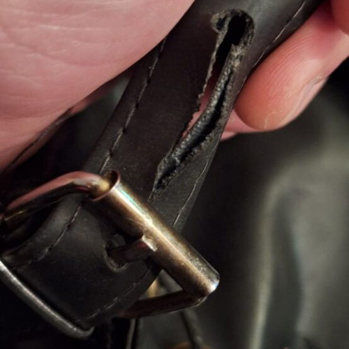 Leather shoulder bag black with gold details used