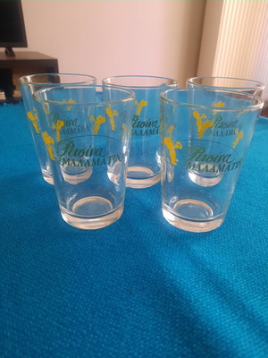 Malamatina collectible glasses set of 5 like new, 10 cm