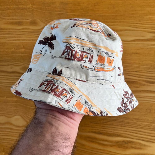 C&A Bucket Hat with Tropical Print, Large 60, Cotton