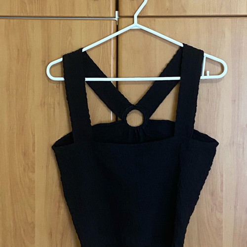 Mango black top new, size large, textured design