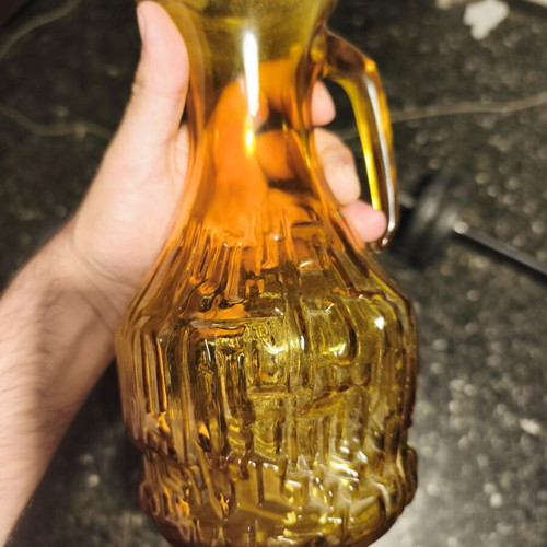 Vintage Italian amber glass pitcher Bormiolli Rocco, like new
