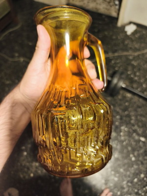 Vintage Italian amber glass pitcher Bormiolli Rocco, like new