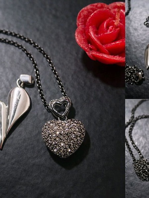 Heart Necklaces Set of 2 like new, black and silver