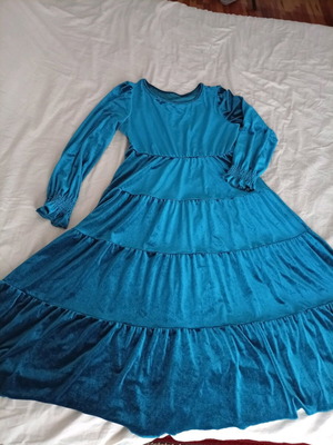 Shein velvet midi dress size L like new, blue
