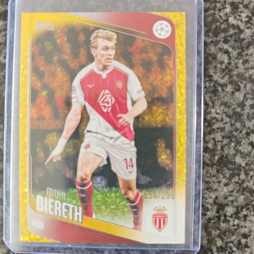 Mika Biereth Yellow Sparkle Numbered 54/299 Football Card