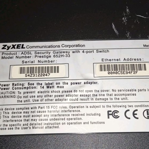 Zyxel Prestige 652H-33 router used
