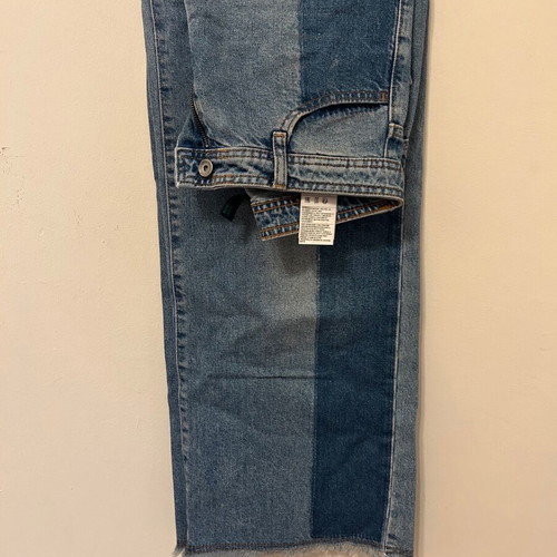 Benetton two-tone jeans with wide leg like new, blue, size XS